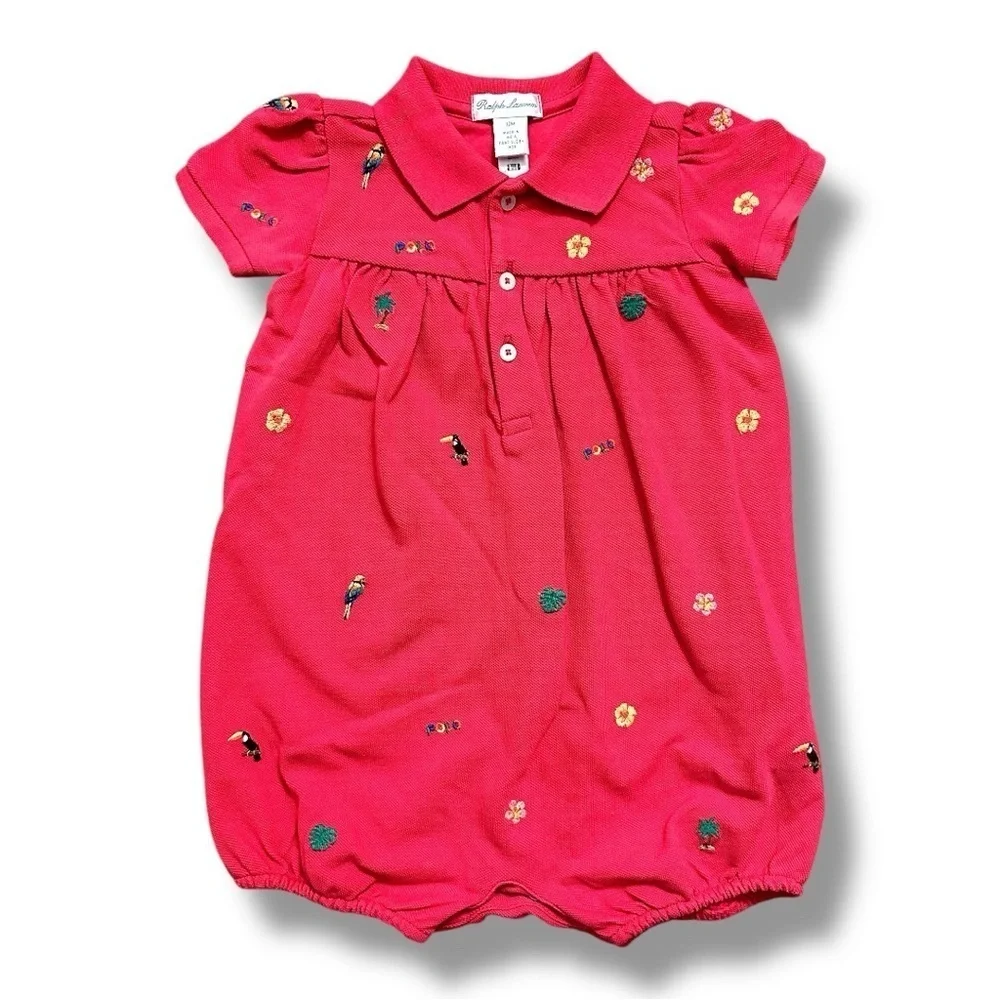 Ralph Lauren | Tropical-Embroidery Polo Shortall (12M) 🦜 🌺
